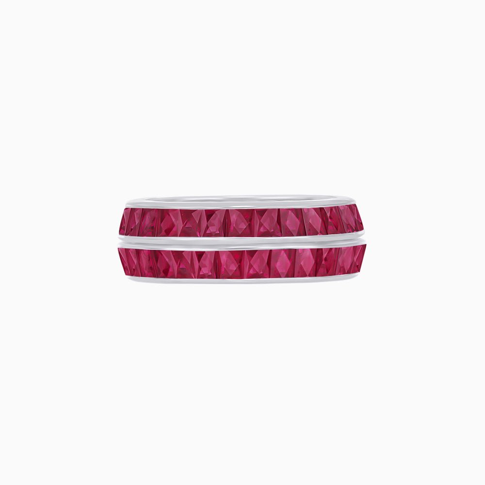 Baguette Sapphire Eternity twin stackable bands - Shahin Jewelry