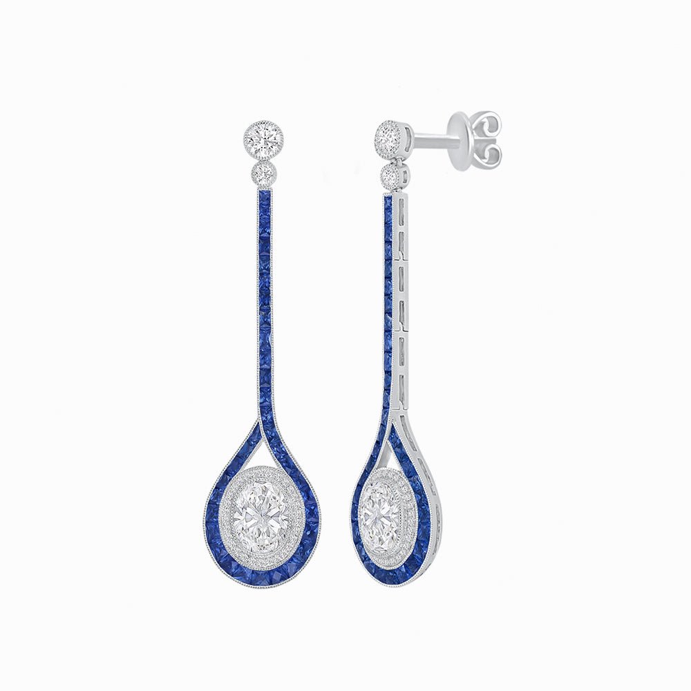 Ballroom Double Halo Dangle Earrings - Shahin Jewelry