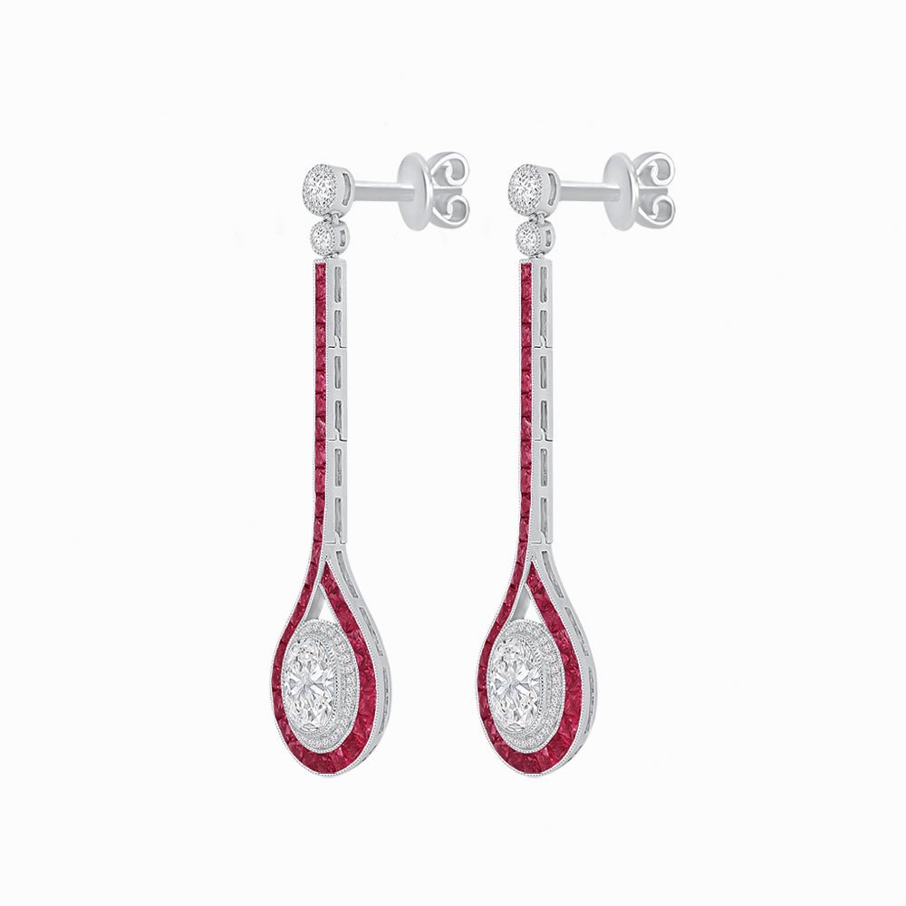 Ballroom Double Halo Dangle Earrings - Shahin Jewelry
