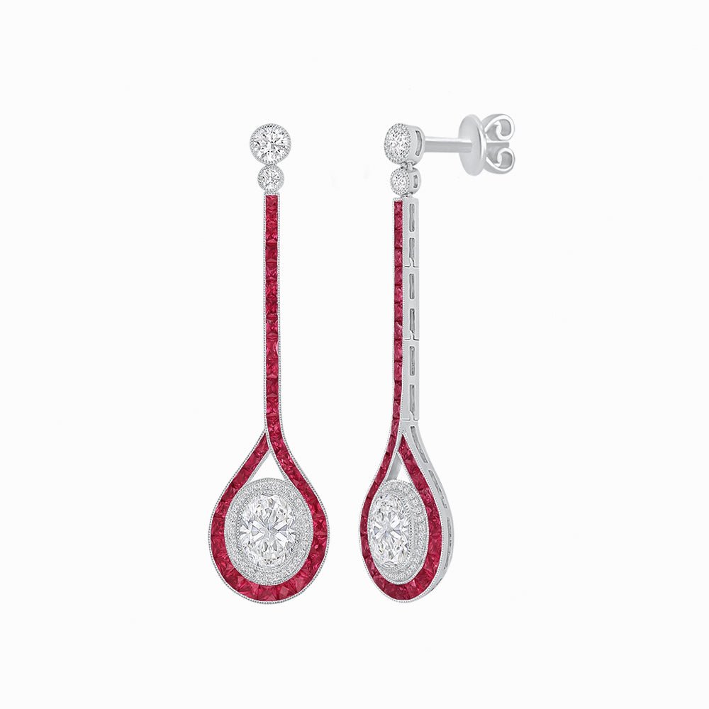 Ballroom Double Halo Dangle Earrings - Shahin Jewelry