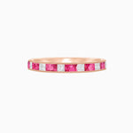 Load image into Gallery viewer, Blush Ember – Spinel and Princess Diamond Half Band in 14K Rose Gold - Shahin Jewelry