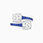 Load image into Gallery viewer, Bypass Toi et Moi Ring with Cushion Cut Gemstones and French-Cut Accents - Shahin Jewelry