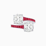 Load image into Gallery viewer, Bypass Toi et Moi Ring with Cushion Cut Gemstones and French-Cut Accents - Shahin Jewelry