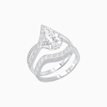 Load image into Gallery viewer, Contemporary Pear - Shaped Mounting Engagement Ring with Diamond Accents - Shahin Jewelry
