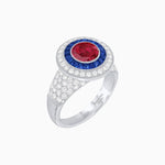 Load image into Gallery viewer, Convertible Gemstone Ring/Pendant with Accent Double Halo Highlights - Shahin Jewelry