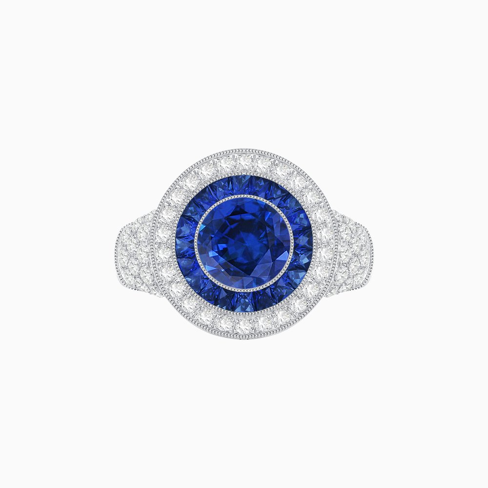 Convertible Gemstone Ring/Pendant with Accent Double Halo Highlights - Shahin Jewelry