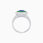 Load image into Gallery viewer, Convertible Gemstone Ring/Pendant with Accent Double Halo Highlights - Shahin Jewelry