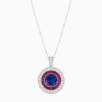 Load image into Gallery viewer, Convertible Gemstone Ring/Pendant with Accent Double Halo Highlights - Shahin Jewelry