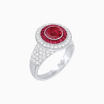 Load image into Gallery viewer, Convertible Gemstone Ring/Pendant with Accent Double Halo Highlights - Shahin Jewelry