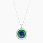 Load image into Gallery viewer, Convertible Gemstone Ring/Pendant with Accent Double Halo Highlights - Shahin Jewelry