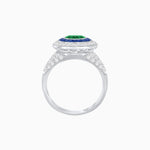 Load image into Gallery viewer, Convertible Gemstone Ring/Pendant with Accent Double Halo Highlights - Shahin Jewelry