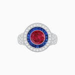 Load image into Gallery viewer, Convertible Gemstone Ring/Pendant with Accent Double Halo Highlights - Shahin Jewelry
