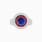 Load image into Gallery viewer, Convertible Gemstone Ring/Pendant with Accent Double Halo Highlights - Shahin Jewelry