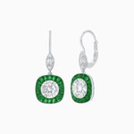 Load image into Gallery viewer, Cushion Halo Drop Earrings with Diamond and Gemstone | Mounting - Shahin Jewelry