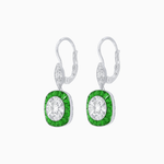 Load image into Gallery viewer, Cushion Halo Drop Earrings with Diamond and Gemstone | Mounting - Shahin Jewelry