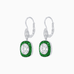 Load image into Gallery viewer, Cushion Halo Drop Earrings with Diamond and Gemstone | Mounting - Shahin Jewelry
