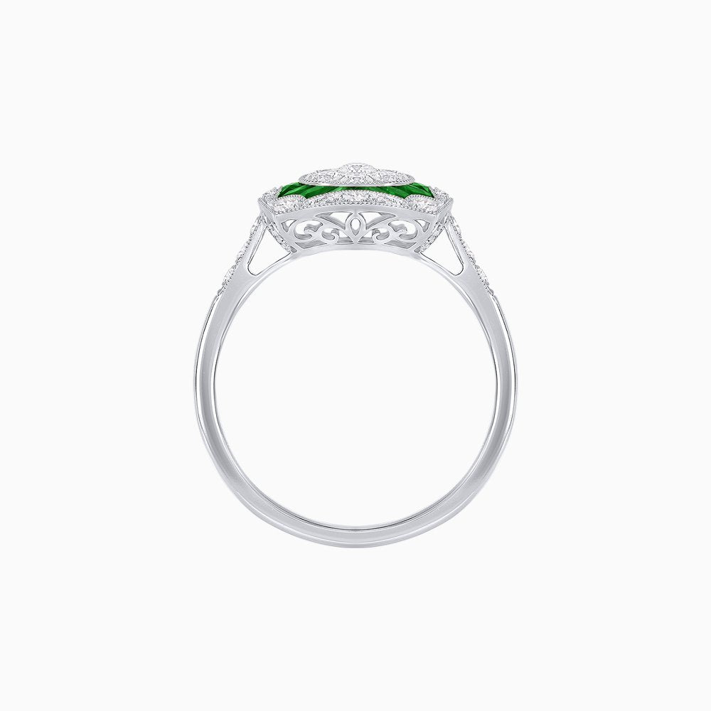 Cushion Shape Art Deco Inspired Diamond Ring in Illusion Setting - Shahin Jewelry