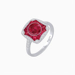 Load image into Gallery viewer, Cushion Shape Art Deco Inspired Halo Ring with Diamond and Gemstone - Shahin Jewelry
