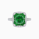 Load image into Gallery viewer, Cushion Shape Art Deco Inspired Halo Ring with Diamond and Gemstone - Shahin Jewelry