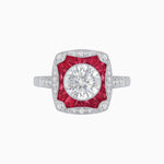 Load image into Gallery viewer, Cushion Shape Art Deco Inspired Ring with Diamond - Shahin Jewelry