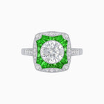 Load image into Gallery viewer, Cushion Shape Art Deco Inspired Ring with Diamond - Shahin Jewelry
