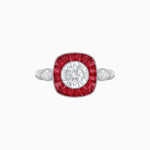 Load image into Gallery viewer, Delicate Art Deco Inspired Sapphire Target Halo Ring with Sculpted Shank - Shahin Jewelry