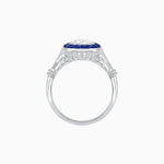 Load image into Gallery viewer, Delicate Art Deco Inspired Sapphire Target Halo Ring with Sculpted Shank - Shahin Jewelry