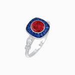 Load image into Gallery viewer, Delicate Art Deco Inspired Sapphire Target Halo Ring with Sculpted Shank - Shahin Jewelry
