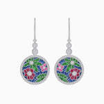 Load image into Gallery viewer, Diamond and Multi Color Stone Dangle Earrings - Shahin Jewelry
