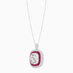Load image into Gallery viewer, Double Halo Art Deco Style Convertible Ring Pendant with Cushion Cut Center Stone - Shahin Jewelry