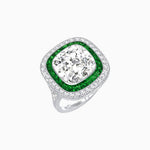 Load image into Gallery viewer, Double Halo Art Deco Style Convertible Ring Pendant with Cushion Cut Center Stone - Shahin Jewelry
