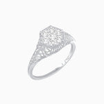 Load image into Gallery viewer, Edwardian Inspired Hexagonal Ring with Round Illusion-Set Diamonds - Shahin Jewelry