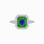 Load image into Gallery viewer, Elegant Art Deco - Inspired Halo Ring with Cushion Cut Center (Mounting) - Shahin Jewelry