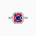Load image into Gallery viewer, Elegant Art Deco - Inspired Halo Ring with Cushion Cut Center (Mounting) - Shahin Jewelry