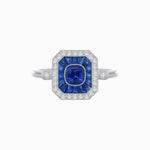 Load image into Gallery viewer, Elegant Art Deco - Inspired Halo Ring with Cushion Cut Center (Mounting) - Shahin Jewelry