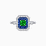 Load image into Gallery viewer, Elegant Art Deco - Inspired Halo Ring with Cushion Cut Center (Mounting) - Shahin Jewelry