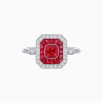 Load image into Gallery viewer, Elegant Art Deco - Inspired Halo Ring with Cushion Cut Center (Mounting) - Shahin Jewelry