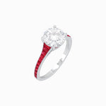 Load image into Gallery viewer, Elegant French - Cut Gemstone Accented Solitaire Mounting – Customizable Engagement Ring - Shahin Jewelry
