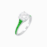 Load image into Gallery viewer, Elegant French - Cut Gemstone Accented Solitaire Mounting – Customizable Engagement Ring - Shahin Jewelry