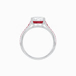 Load image into Gallery viewer, Elegant French - Cut Gemstone Accented Solitaire Mounting – Customizable Engagement Ring - Shahin Jewelry