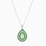 Load image into Gallery viewer, Elegant Triple Halo Pear - Shaped Pendant with Customizable Center Stone - Mounting - Shahin Jewelry