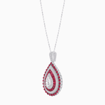 Load image into Gallery viewer, Elegant Triple Halo Pear - Shaped Pendant with Customizable Center Stone - Mounting - Shahin Jewelry