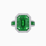 Load image into Gallery viewer, Emerald - Cut Art Deco Style Radiance Mounting Ring with Diamond and Gemstones - Shahin Jewelry