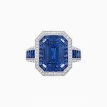 Load image into Gallery viewer, Emerald - Cut Art Deco Style Radiance Mounting Ring with Diamond and Gemstones - Shahin Jewelry