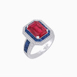 Load image into Gallery viewer, Emerald - Cut Art Deco Style Radiance Mounting Ring with Diamond and Gemstones - Shahin Jewelry