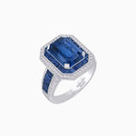 Load image into Gallery viewer, Emerald - Cut Art Deco Style Radiance Mounting Ring with Diamond and Gemstones - Shahin Jewelry