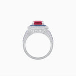 Load image into Gallery viewer, Emerald - Cut Art Deco Style Radiance Mounting Ring with Diamond and Gemstones - Shahin Jewelry