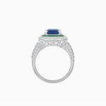 Load image into Gallery viewer, Emerald - Cut Art Deco Style Radiance Mounting Ring with Diamond and Gemstones - Shahin Jewelry