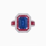 Load image into Gallery viewer, Emerald - Cut Art Deco Style Radiance Mounting Ring with Diamond and Gemstones - Shahin Jewelry