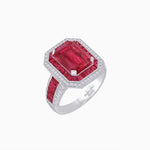 Load image into Gallery viewer, Emerald - Cut Art Deco Style Radiance Mounting Ring with Diamond and Gemstones - Shahin Jewelry
